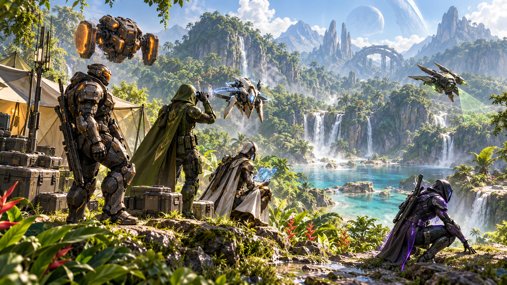 Explorers arriving in a strange new world